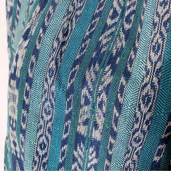 Vintage Blue Woven Skirt With DIY Needlepoint Stripe Fix M - Picture 11 of 13